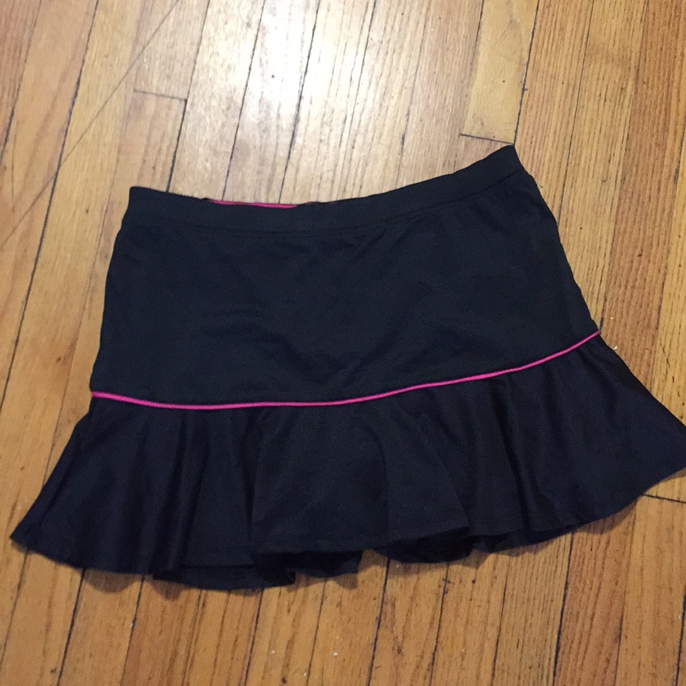 Tail Golf Skirt, Black with Pink Stripe, Ruffles